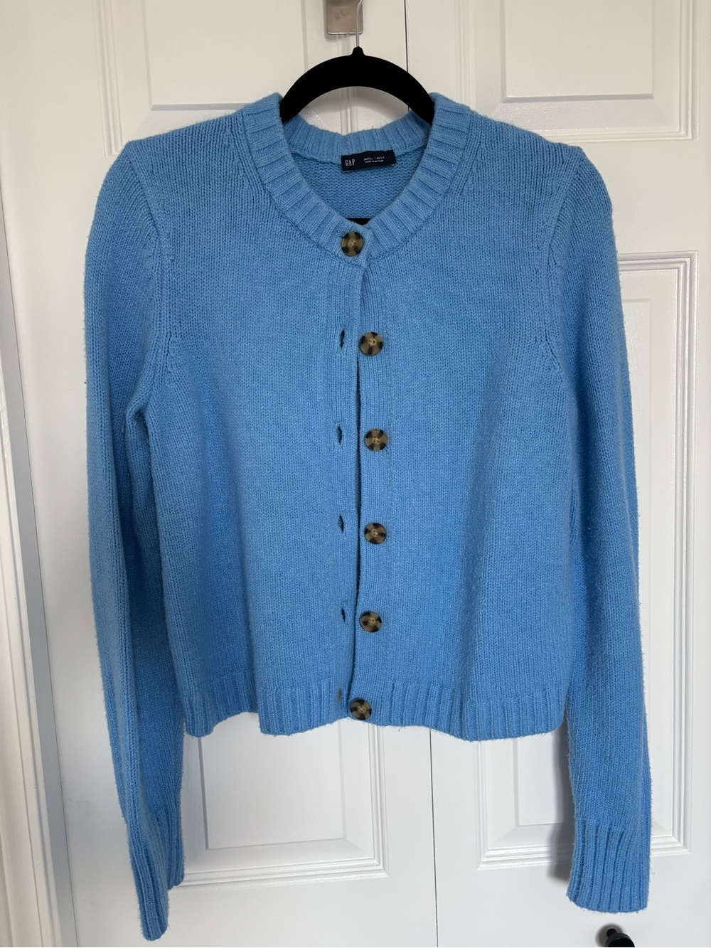 GAP Light Blue Button-Front Crewneck Cardigan